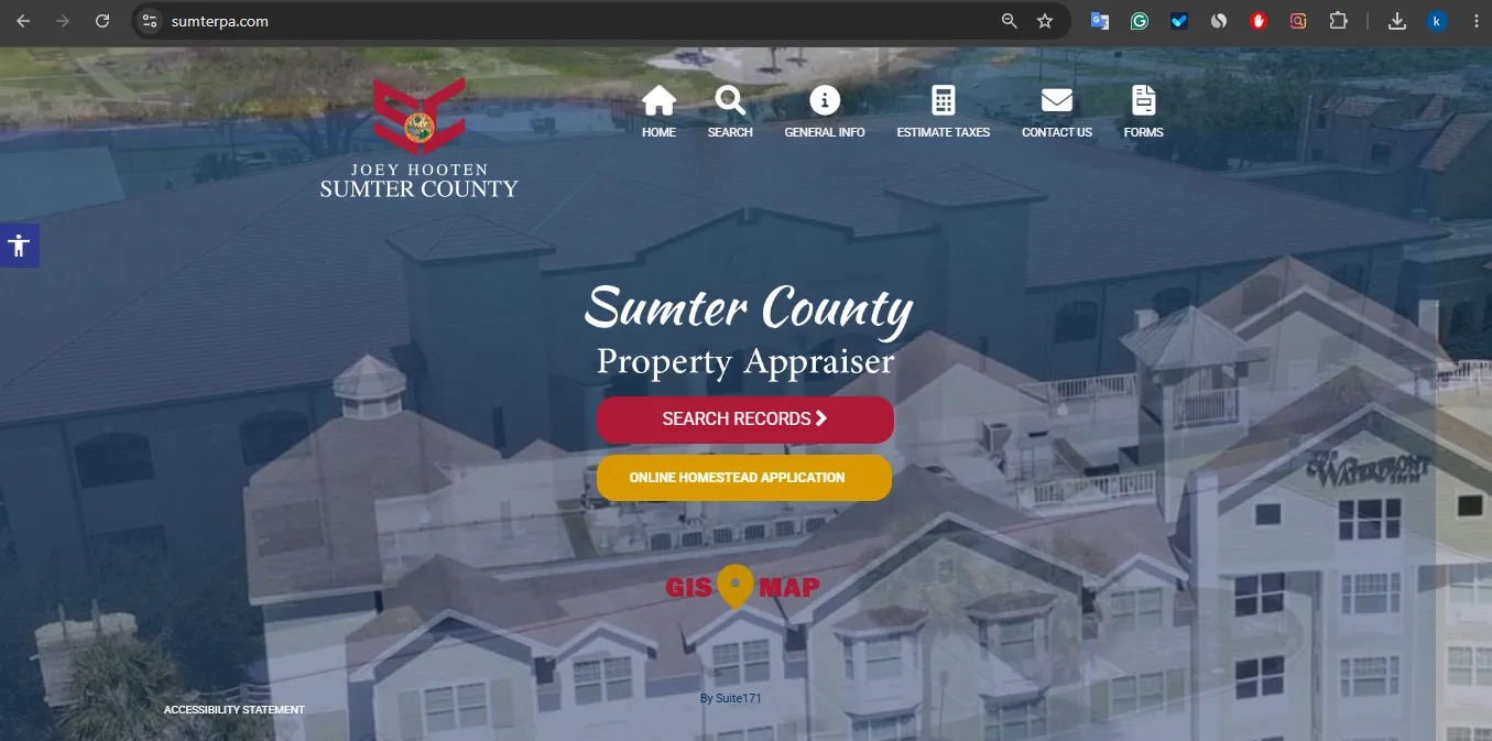 Sumter County Property Appraiser property search page for owner address parcel and GIS lookup